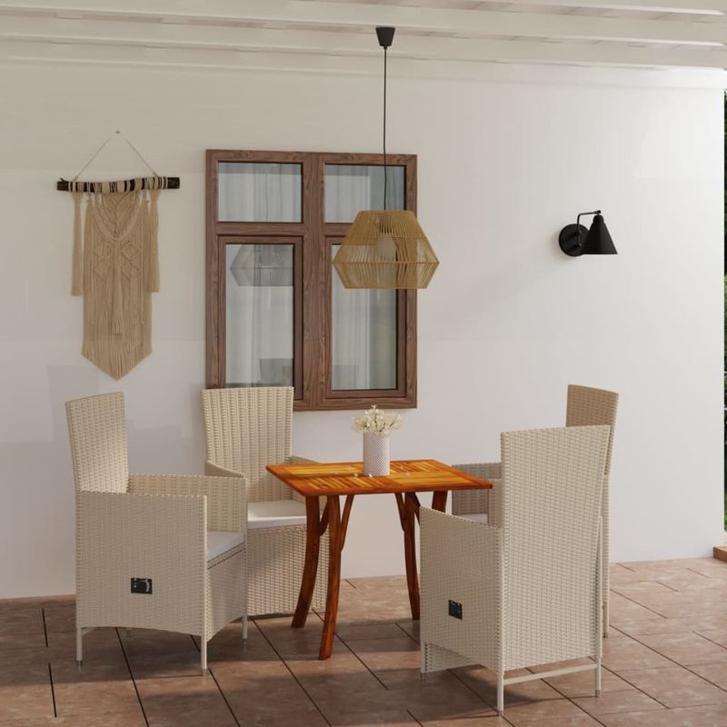 Casa si Gradina - Gradina si terasa - Mobilier exterior - Seturi mobila gradina - Set de masa pentru gradina, 5 piese, bej - Infinity.ro