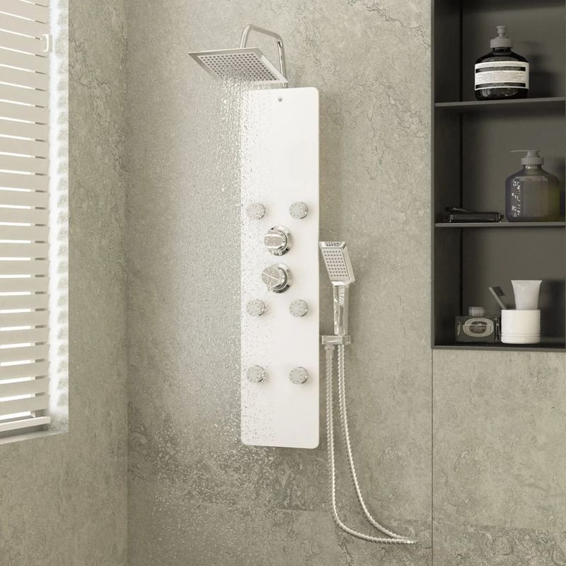 Casa si Gradina - Sanitare - Cazi si cabine de dus - Coloane si seturi de dus - Unitate panou de dus, alb, 25x47,5x130 cm, sticla - Infinity.ro