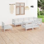 Casa si Gradina - Gradina si terasa - Mobilier exterior - Seturi mobila gradina - Set mobilier de gradina, 8 piese, alb, lemn masiv de pin - Infinity.ro