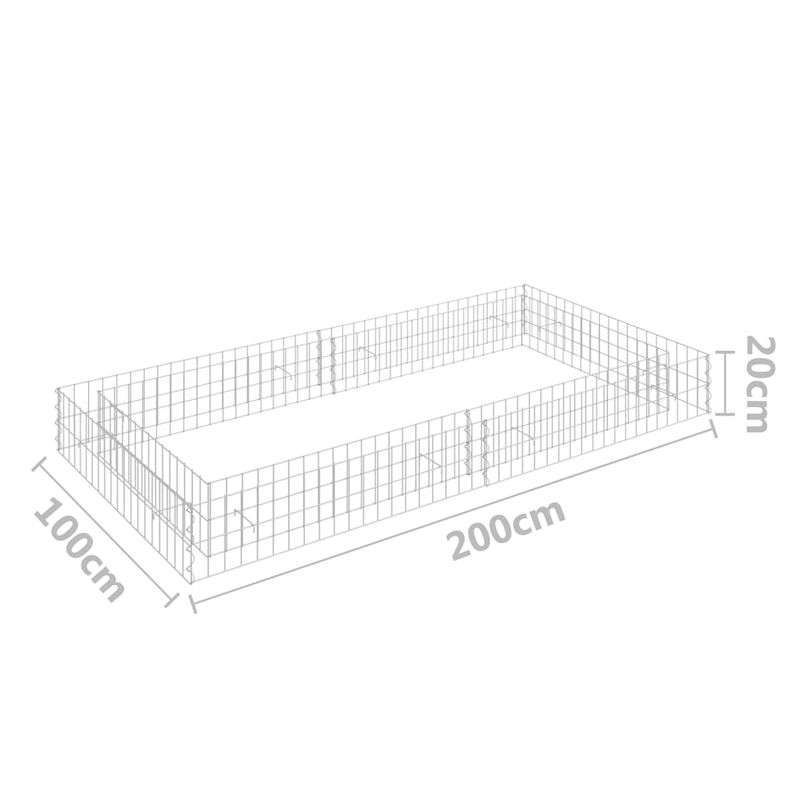 Casa si Gradina - Gradinarit si plante - Plante si ghivece - Ghivece si suporturi - Strat inaltat de gabion, 200x100x20 cm, otel galvanizat - Infinity.ro