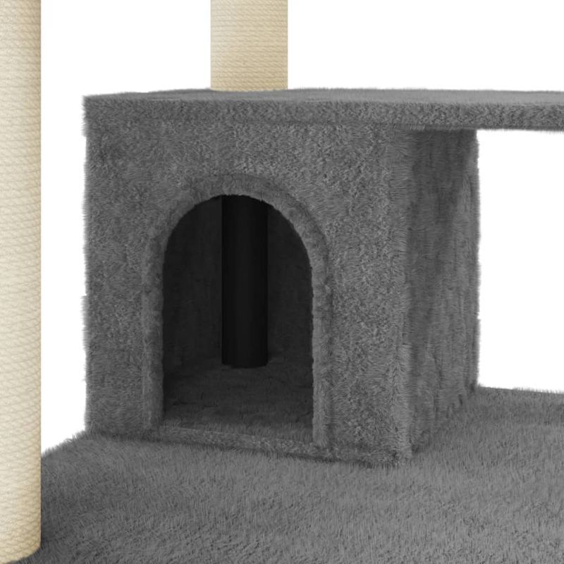 Petshop - Accesorii petshop - Jucarii animale - Ansambluri de joaca - Ansamblu pisici cu stalpi din funie de sisal, stalpi din funie sisal, gri inchis, 183 cm - Infinity.ro