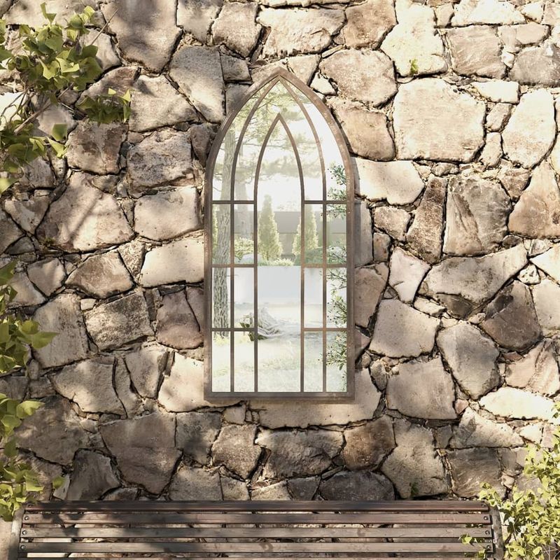 Casa si Gradina - Decoratiuni - Oglinzi - Oglinda de gradina, nisipiu, 100x45 cm, fier uz exterior - Infinity.ro