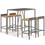 Casa si Gradina - Gradina si terasa - Mobilier exterior - Seturi mobila gradina - Set bar pentru gradina, 5 piese, gri, poliratan/lemn acacia - Infinity.ro