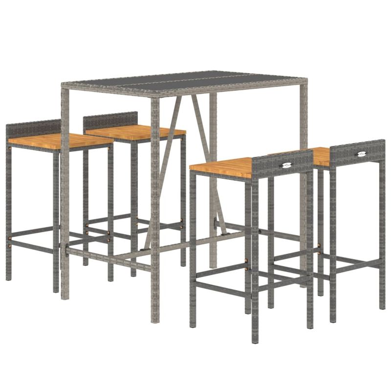 Casa si Gradina - Gradina si terasa - Mobilier exterior - Seturi mobila gradina - Set bar pentru gradina, 5 piese, gri, poliratan/lemn acacia - Infinity.ro
