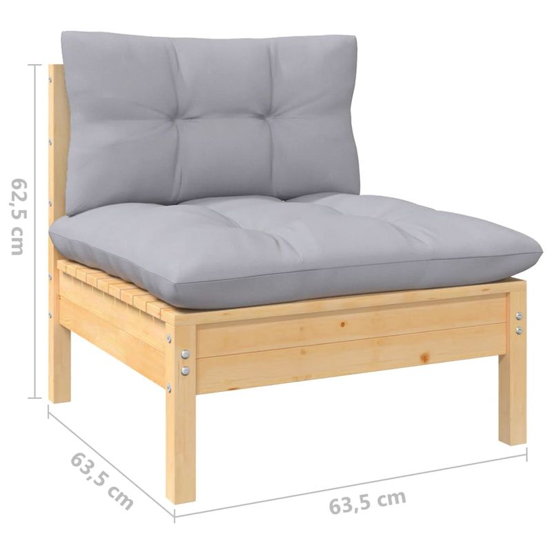 Casa si Gradina - Gradina si terasa - Mobilier exterior - Canapele si fotolii gradina - Canapea de gradina cu 4 locuri, cu perne gri, lemn masiv pin - Infinity.ro