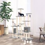 Petshop - Accesorii petshop - Jucarii animale - Ansambluri de joaca - Ansamblu de pisici cu stalpi din funie de sisal, stalpi din funie sisal, gri deschis, 145 cm - Infinity.ro