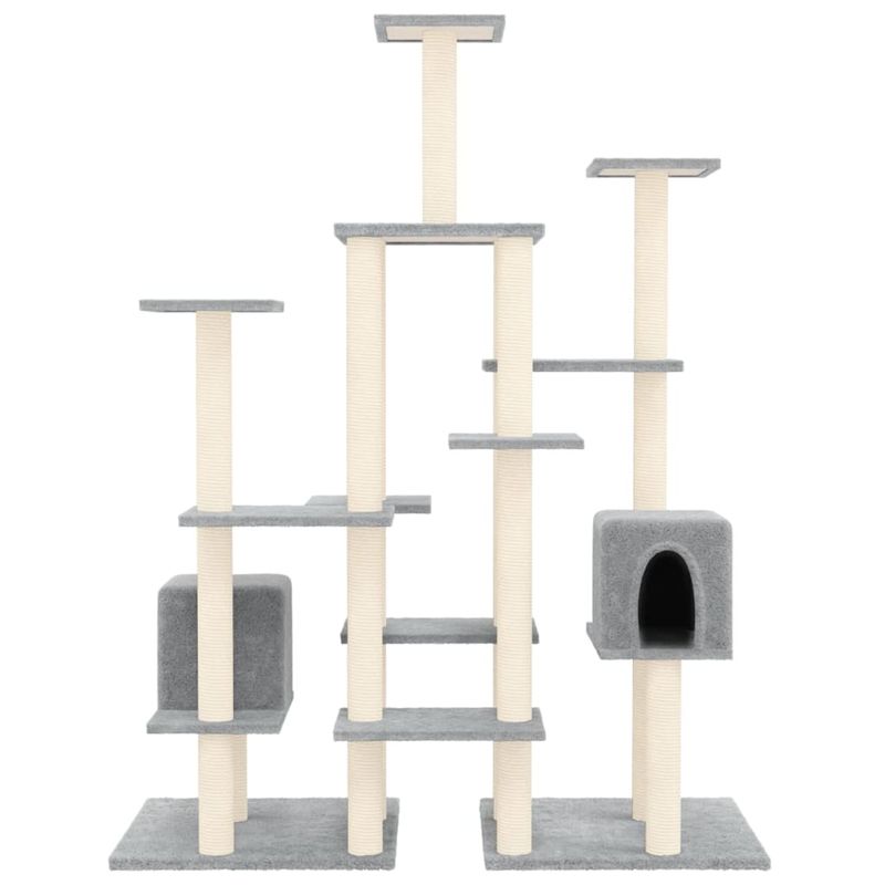 Petshop - Accesorii petshop - Jucarii animale - Ansambluri de joaca - Ansamblu de pisici cu stalpi din funie de sisal, stalpi din funie sisal, gri deschis, 145 cm - Infinity.ro
