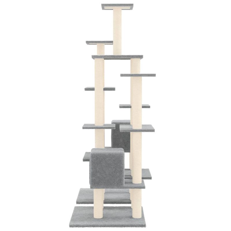 Petshop - Accesorii petshop - Jucarii animale - Ansambluri de joaca - Ansamblu de pisici cu stalpi din funie de sisal, stalpi din funie sisal, gri deschis, 145 cm - Infinity.ro