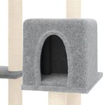 Petshop - Accesorii petshop - Jucarii animale - Ansambluri de joaca - Ansamblu de pisici cu stalpi din funie de sisal, stalpi din funie sisal, gri deschis, 145 cm - Infinity.ro