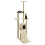 Petshop - Accesorii petshop - Jucarii animale - Ansambluri de joaca - Ansamblu pisici, stalpi din funie sisal, crem, 155 cm - Infinity.ro