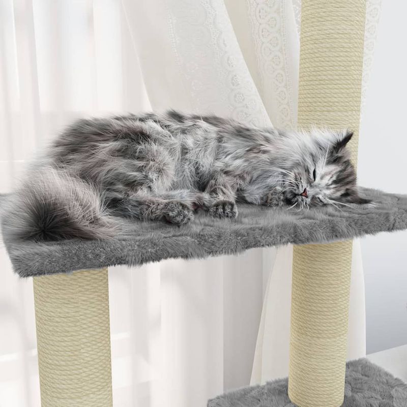 Petshop - Accesorii petshop - Jucarii animale - Ansambluri de joaca - Ansamblu pisici, stalpi din funie sisal, gri deschis, 155 cm - Infinity.ro