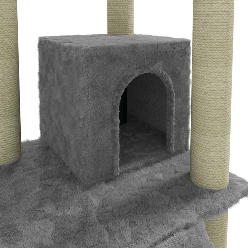 Petshop - Accesorii petshop - Jucarii animale - Ansambluri de joaca - Ansamblu pisici, stalpi din funie sisal, gri deschis, 155 cm - Infinity.ro