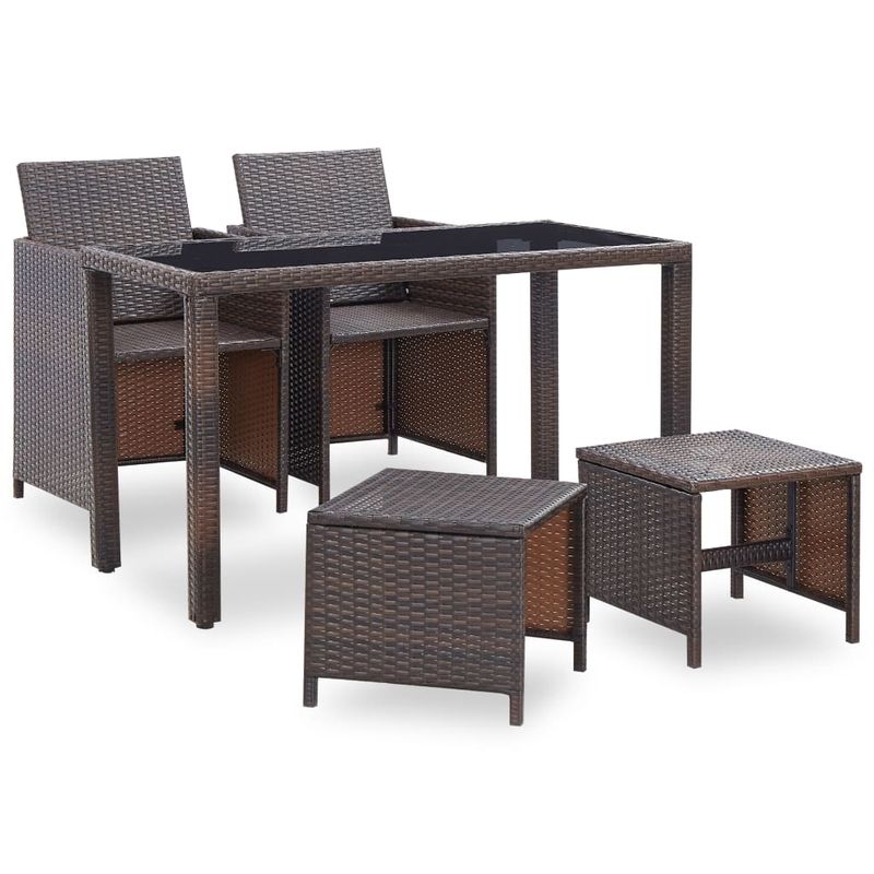 Casa si Gradina - Gradina si terasa - Mobilier exterior - Seturi mobila gradina - Set mobilier de exterior cu perne, 5 piese, maro, poliratan - Infinity.ro