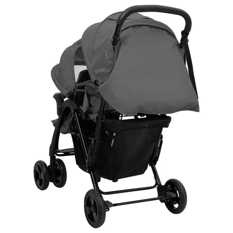 Jucarii, Copii si Bebe - Carucioare si articole de transport - Carucioare - Carucioare gemeni - Carucior pentru gemeni in tandem, gri inchis, otel - Infinity.ro