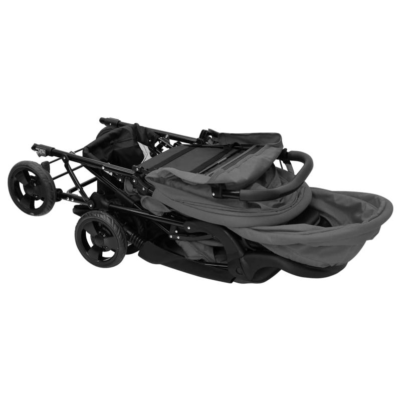 Jucarii, Copii si Bebe - Carucioare si articole de transport - Carucioare - Carucioare gemeni - Carucior pentru gemeni in tandem, gri inchis, otel - Infinity.ro