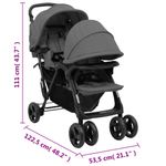 Jucarii, Copii si Bebe - Carucioare si articole de transport - Carucioare - Carucioare gemeni - Carucior pentru gemeni in tandem, gri inchis, otel - Infinity.ro