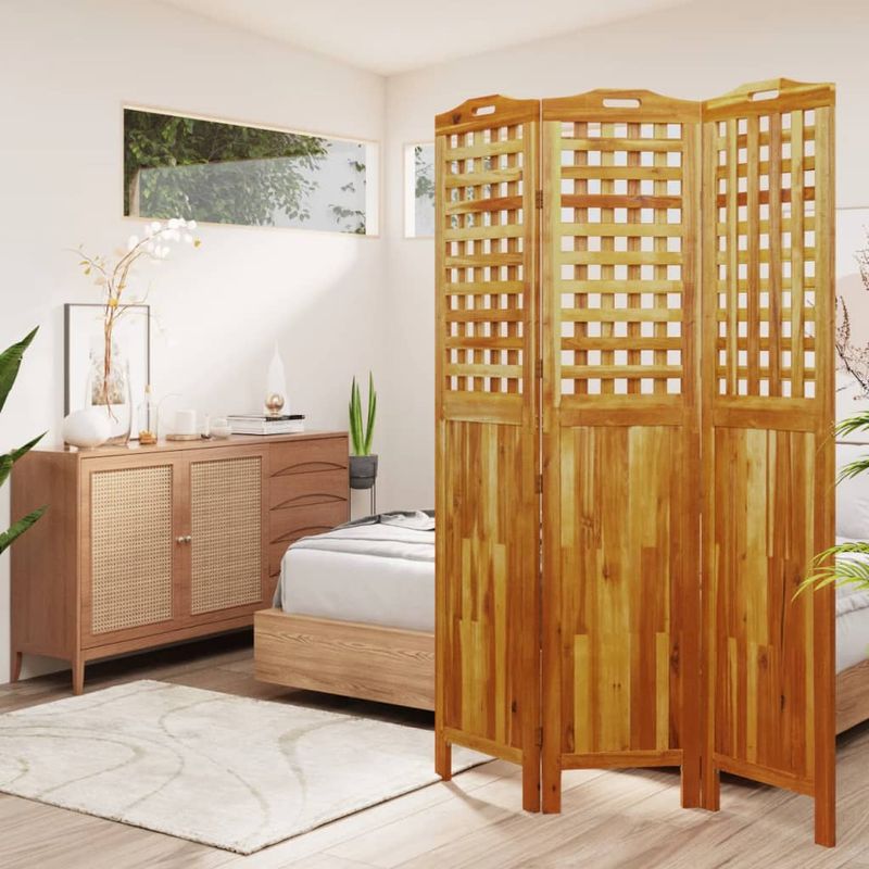 Casa si Gradina - Decoratiuni - Pereti despartitori si paravane - Paravan de camera 3 panouri 121,5x2x180 cm lemn masiv de acacia - Infinity.ro