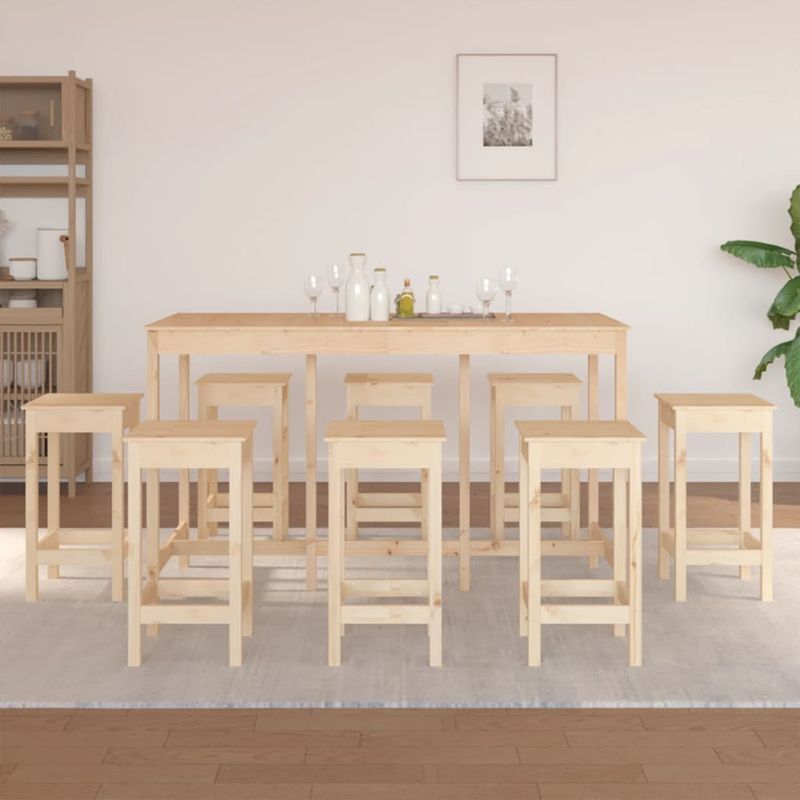 Casa si Gradina - Mobilier - Seturi de mobilier - Seturi bucatarie - Set mobilier de bar, 9 piese, lemn masiv de pin - Infinity.ro