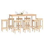 Casa si Gradina - Mobilier - Seturi de mobilier - Seturi bucatarie - Set mobilier de bar, 9 piese, lemn masiv de pin - Infinity.ro