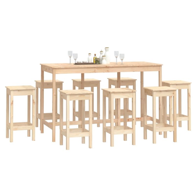 Casa si Gradina - Mobilier - Seturi de mobilier - Seturi bucatarie - Set mobilier de bar, 9 piese, lemn masiv de pin - Infinity.ro