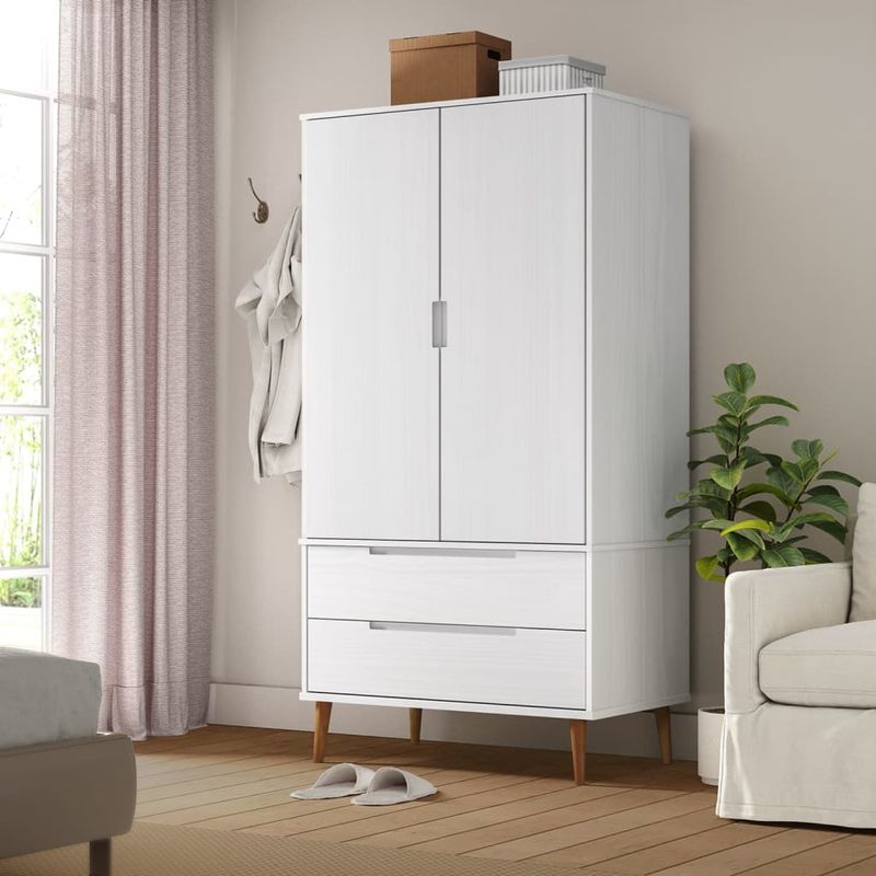 Casa si Gradina - Mobilier - Dulapuri si sifoniere - Sifoniere - Sifonier "MOLDE", alb, 90x55x175 cm, lemn masiv de pin - Infinity.ro