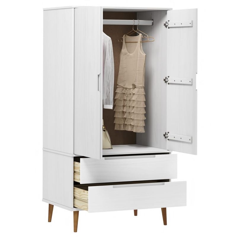 Casa si Gradina - Mobilier - Dulapuri si sifoniere - Sifoniere - Sifonier "MOLDE", alb, 90x55x175 cm, lemn masiv de pin - Infinity.ro