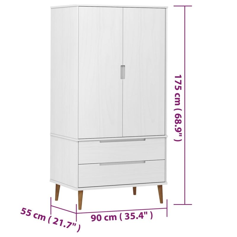 Casa si Gradina - Mobilier - Dulapuri si sifoniere - Sifoniere - Sifonier "MOLDE", alb, 90x55x175 cm, lemn masiv de pin - Infinity.ro