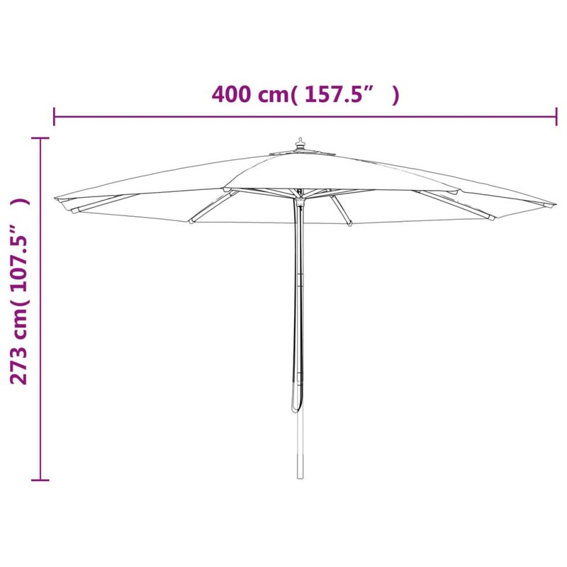 Casa si Gradina - Gradina si terasa - Umbrele si pavilioane - Umbrele - Umbrela de soare de gradina stalp din lemn, nisipiu, 400x273 cm - Infinity.ro