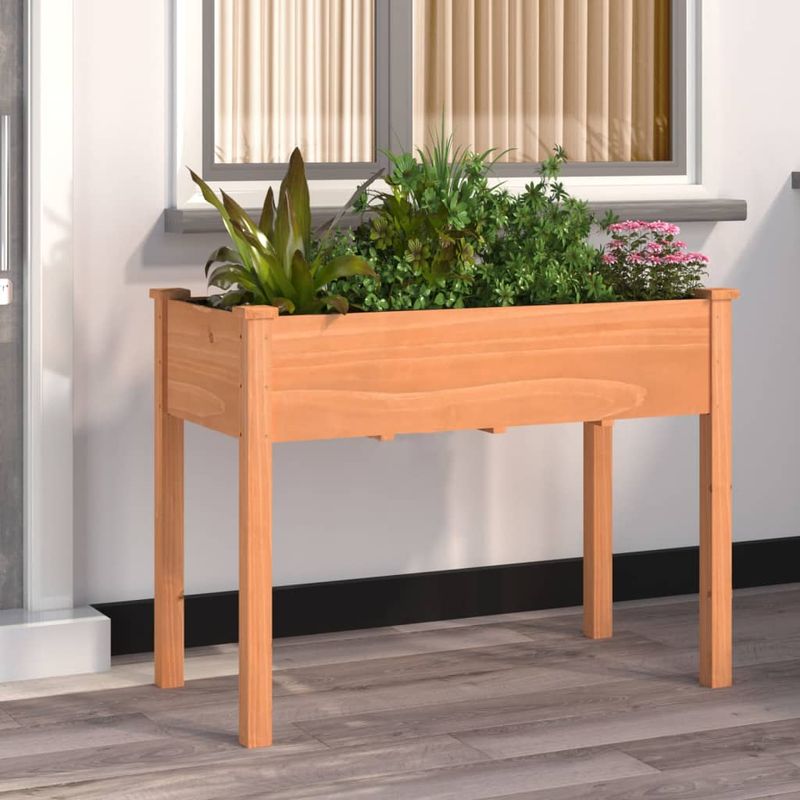 Casa si Gradina - Gradinarit si plante - Plante si ghivece - Ghivece si suporturi - Jardiniera cu captuseala, maro, 118x59x76 cm, lemn masiv brad - Infinity.ro