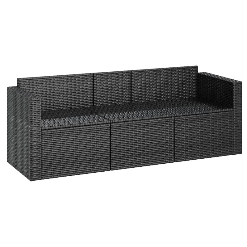 Casa si Gradina - Gradina si terasa - Mobilier exterior - Canapele si fotolii gradina - Canapea de gradina cu 3 locuri, cu perne, negru, poliratan - Infinity.ro