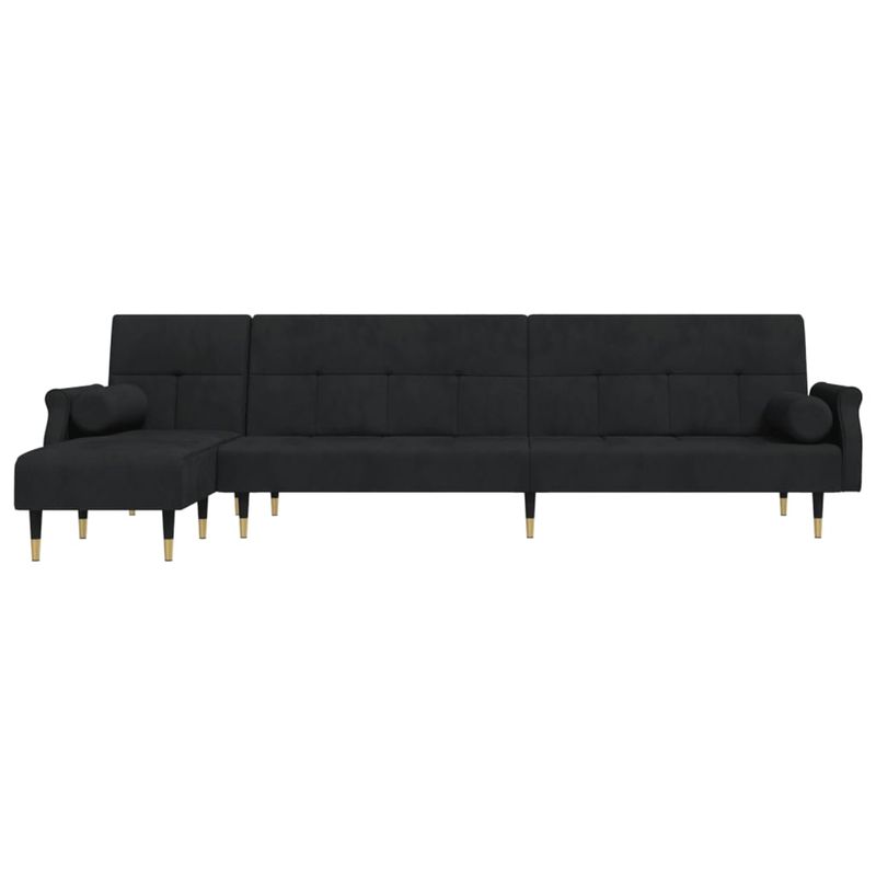 Casa si Gradina - Mobilier - Canapele si coltare - Canapele - Canapea extensibila in forma de L negru 271x140x70 cm catifea - Infinity.ro