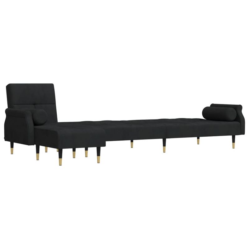 Casa si Gradina - Mobilier - Canapele si coltare - Canapele - Canapea extensibila in forma de L negru 271x140x70 cm catifea - Infinity.ro