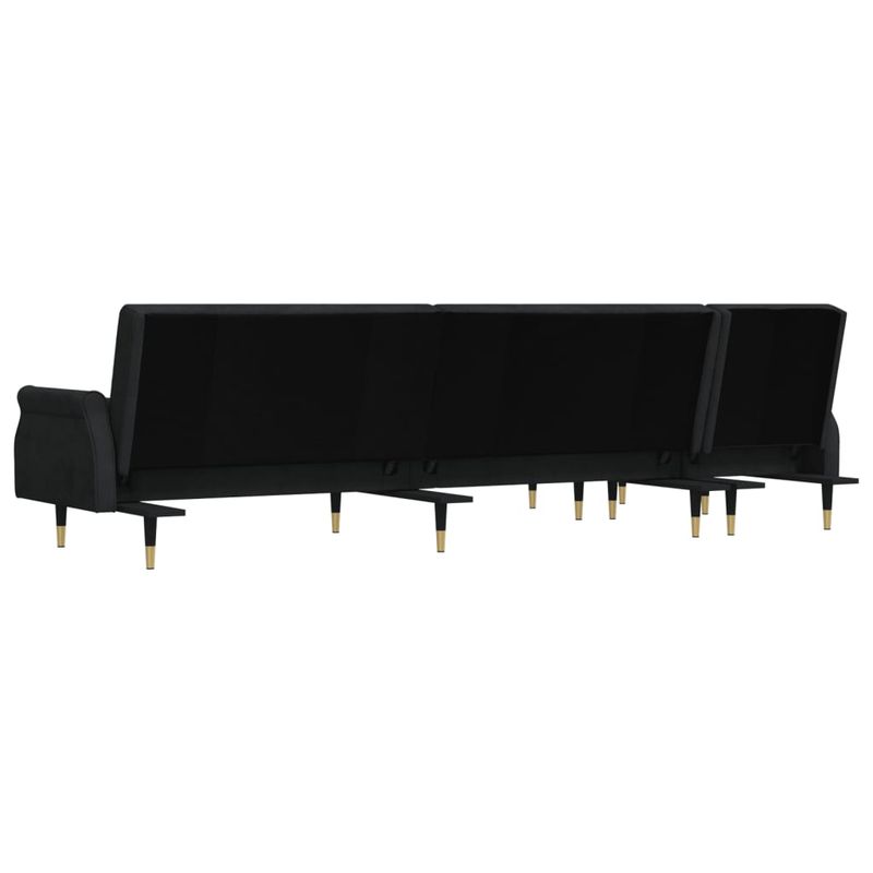 Casa si Gradina - Mobilier - Canapele si coltare - Canapele - Canapea extensibila in forma de L negru 271x140x70 cm catifea - Infinity.ro