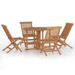 Casa si Gradina - Gradina si terasa - Mobilier exterior - Seturi mobila gradina - Set de mobilier de exterior pliabil, 5 piese, lemn masiv de tec, formă rotund, model fără cotieră - Infinity.ro
