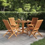 Casa si Gradina - Gradina si terasa - Mobilier exterior - Seturi mobila gradina - Set de mobilier de exterior pliabil, 5 piese, lemn masiv de tec, formă rotund, model fără cotieră - Infinity.ro