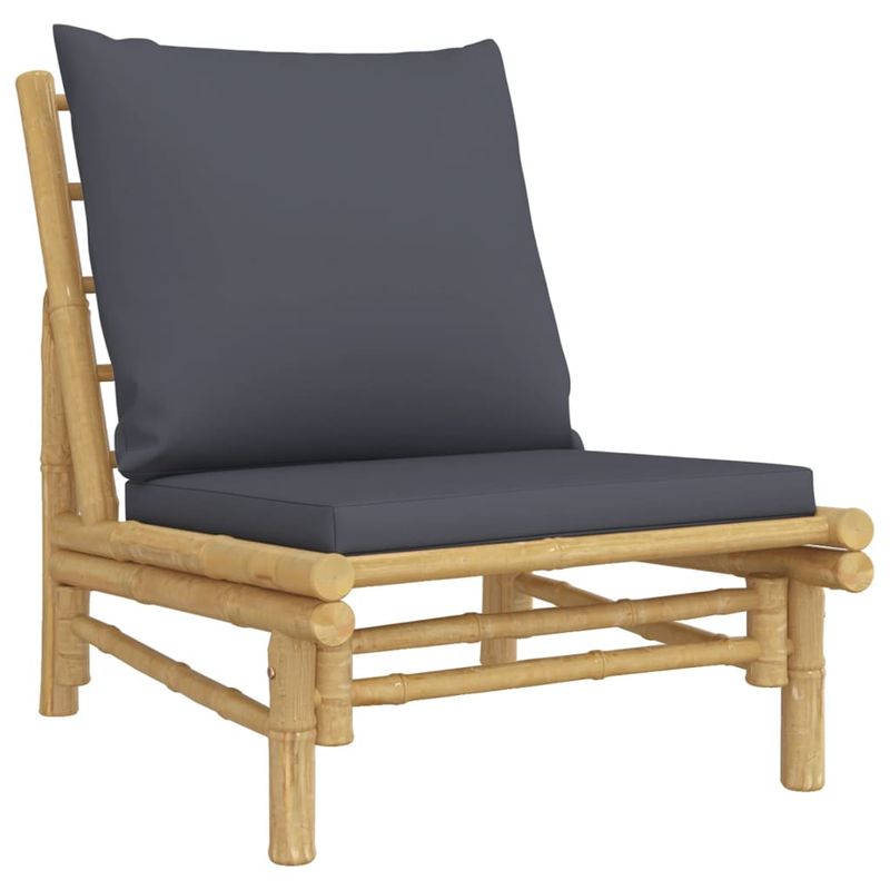 Casa si Gradina - Gradina si terasa - Mobilier exterior - Seturi mobila gradina - Set mobilier de gradina cu perne gri inchis, 5 piese, bambus - Infinity.ro