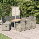 Casa si Gradina - Gradina si terasa - Mobilier exterior - Scaune si sezlonguri gradina - Set mobilier de gradina cu perne, 9 piese, gri, poliratan - Infinity.ro