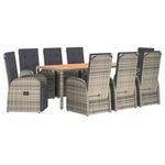 Casa si Gradina - Gradina si terasa - Mobilier exterior - Scaune si sezlonguri gradina - Set mobilier de gradina cu perne, 9 piese, gri, poliratan - Infinity.ro
