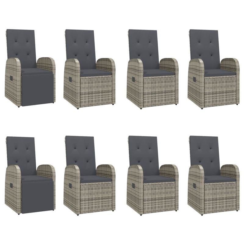 Casa si Gradina - Gradina si terasa - Mobilier exterior - Scaune si sezlonguri gradina - Set mobilier de gradina cu perne, 9 piese, gri, poliratan - Infinity.ro
