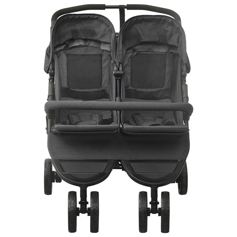 Jucarii, Copii si Bebe - Carucioare si articole de transport - Carucioare - Carucioare standard - Carucior dublu, antracit, otel - Infinity.ro
