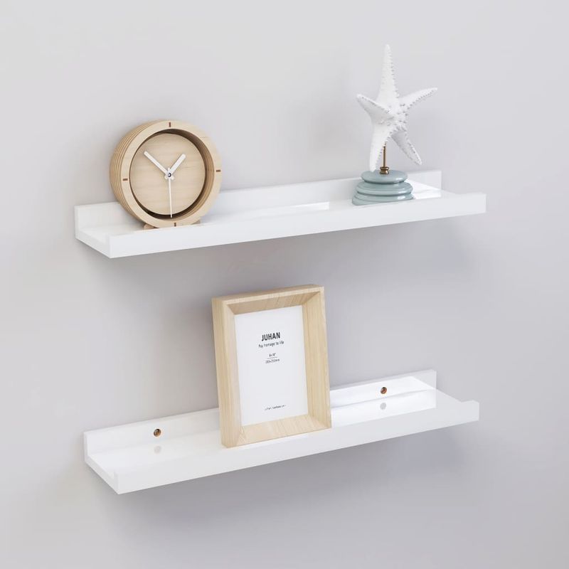 Casa si Gradina - Mobilier - Biblioteci si rafturi - Rafturi - Rafturi de perete, 2 buc., alb extralucios, 40x9x3 cm - Infinity.ro