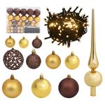 Casa si Gradina - Decoratiuni - Decoratiuni de sezon - Set globuri Craciun cu varf & 150 LED-uri 61 piese auriu&bronz - Infinity.ro