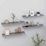 Casa si Gradina - Mobilier - Biblioteci si rafturi - Rafturi - Rafturi de perete, 4 buc., gri, 60x9x3 cm - Infinity.ro