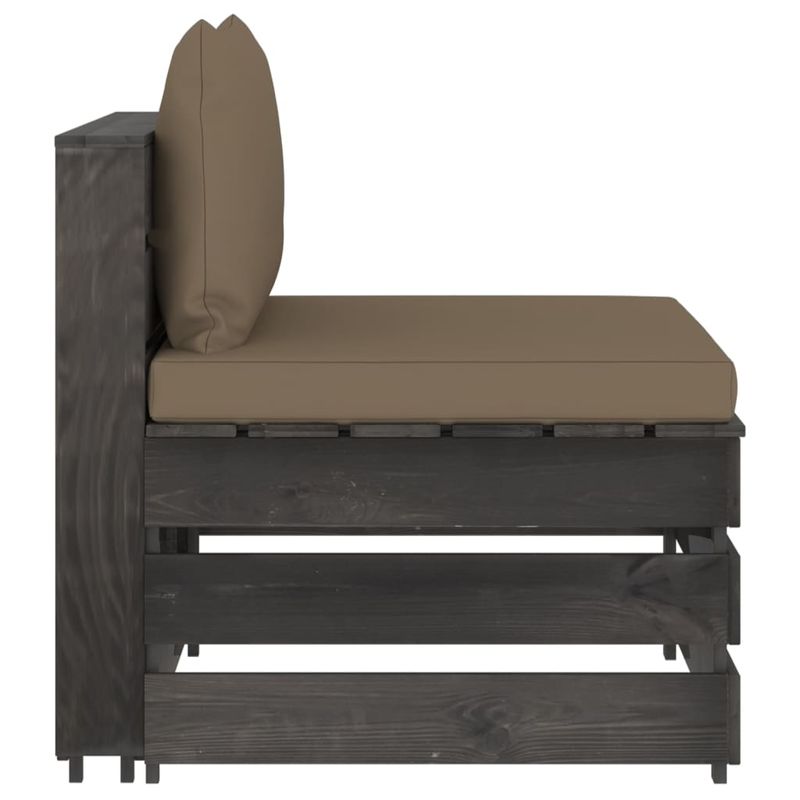 Casa si Gradina - Gradina si terasa - Mobilier exterior - Canapele si fotolii gradina - Canapea de colt modulara cu perne, lemn impregnat, gri taupe și gri, model canapea de mijloc - Infinity.ro
