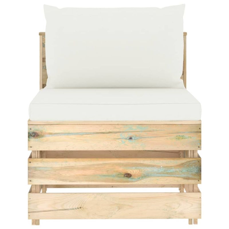 Casa si Gradina - Gradina si terasa - Mobilier exterior - Canapele si fotolii gradina - Canapea de colt modulara cu perne, lemn verde tratat, crem și maro, model canapea de mijloc - Infinity.ro