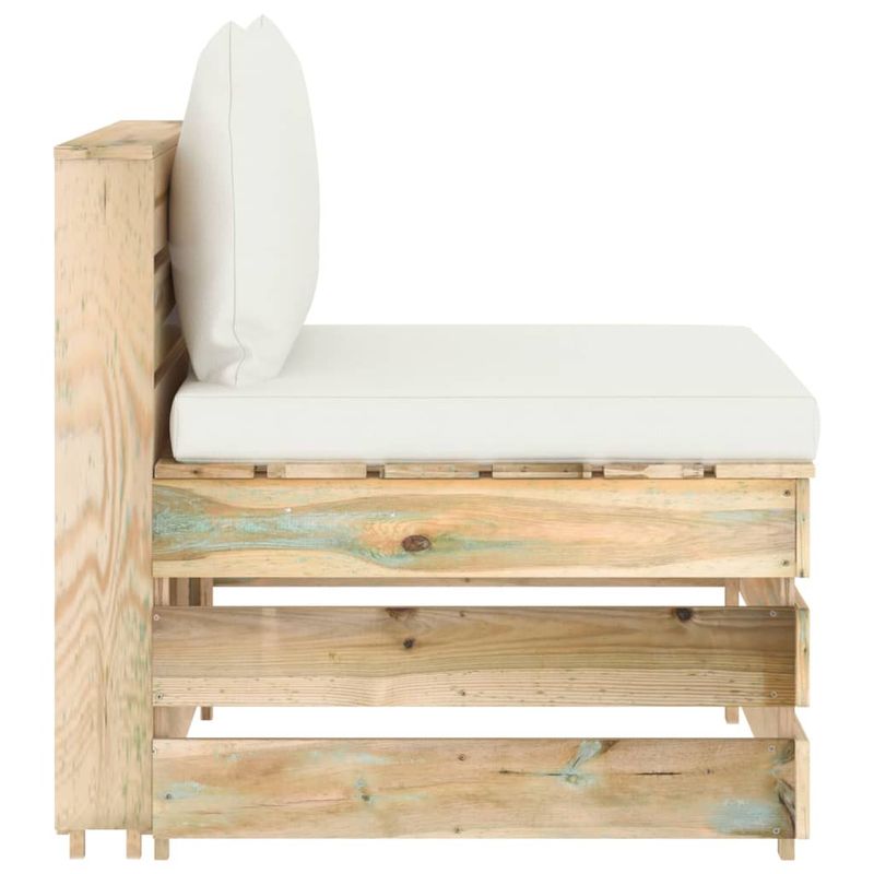 Casa si Gradina - Gradina si terasa - Mobilier exterior - Canapele si fotolii gradina - Canapea de colt modulara cu perne, lemn verde tratat, crem și maro, model canapea de mijloc - Infinity.ro