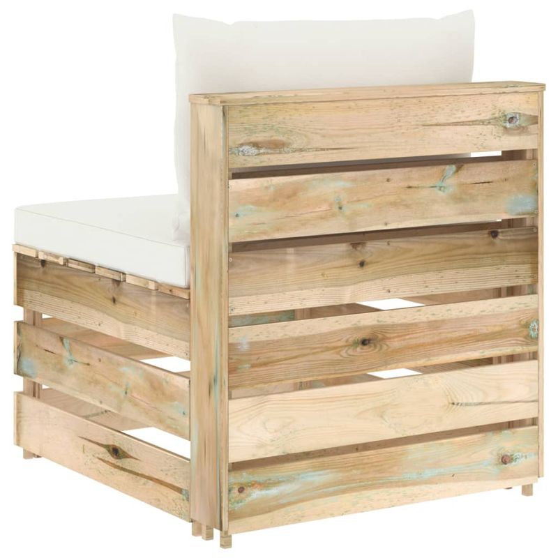 Casa si Gradina - Gradina si terasa - Mobilier exterior - Canapele si fotolii gradina - Canapea de colt modulara cu perne, lemn verde tratat, crem și maro, model canapea de mijloc - Infinity.ro