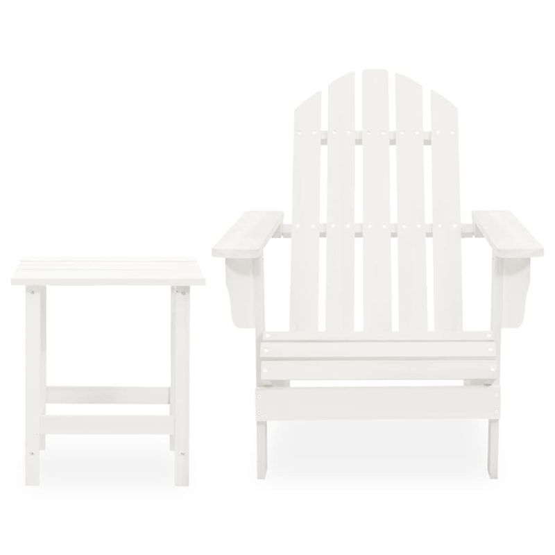 Casa si Gradina - Gradina si terasa - Mobilier exterior - Seturi mobila gradina - Scaun de gradina Adirondack cu masa, alb, lemn masiv de brad - Infinity.ro