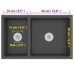 Casa si Gradina - Sanitare - Chiuveta bucatarie si accesorii - Chiuvete bucatarie - Chiuveta de bucatarie, negru, otel inoxidabil - Infinity.ro