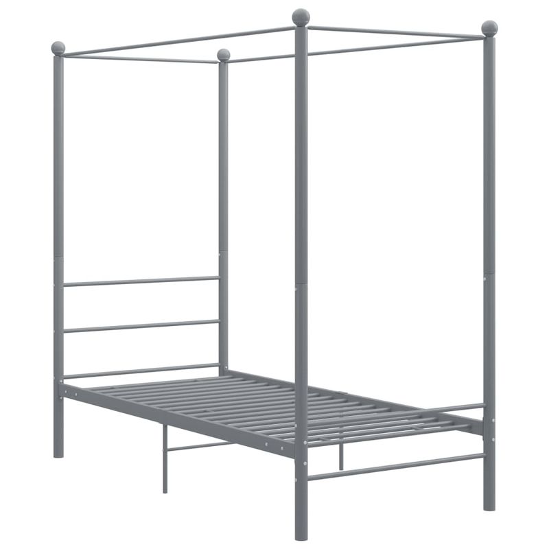 Casa si Gradina - Mobilier - Paturi si accesorii - Paturi - Cadru de pat cu baldachin, gri, 90x200 cm, metal - Infinity.ro
